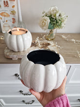 Load image into Gallery viewer, Rustic White Ceramic Pumpkin Shaped Pot Set Of 2
