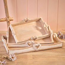 Load image into Gallery viewer, White Washed Natural Wooden Heart Detail Tray
