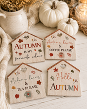 Load image into Gallery viewer, Cosy Autumn House Shaped Heart Detail Coaster
