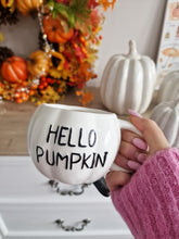 Load image into Gallery viewer, Hello Pumpkin White Pumpkin Shaped Mug
