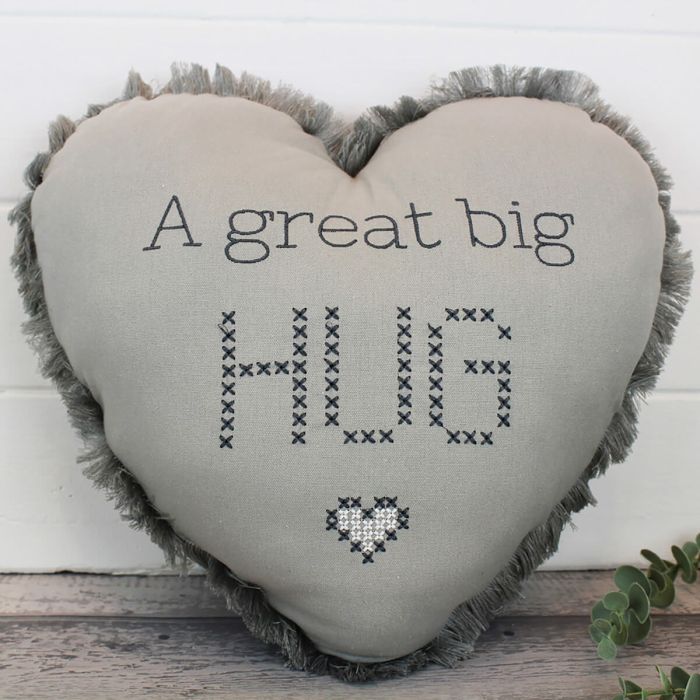 Grey Heart Shaped A Great Big Hug Cushion