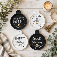 Load image into Gallery viewer, Black &amp; White Paddle Positive Wooden Coasters
