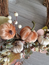 Load image into Gallery viewer, Rustic Autumnal Foliage Pumpkin Seasonal Decorative Willow Wreath
