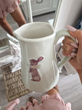Load image into Gallery viewer, Country Cottage Stoneware Embossed Bunny Rabbit Jug
