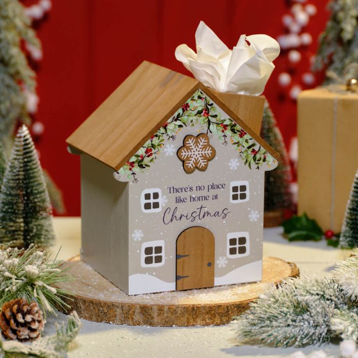 Christmas No Place Like Home House Seasonal Decorative Tissue Storage Box