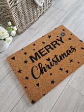 Load image into Gallery viewer, Seasonal Festive &#39;Merry Christmas&#39; Pretty Heart Detailed Doormat
