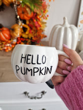Load image into Gallery viewer, Hello Pumpkin White Pumpkin Shaped Mug
