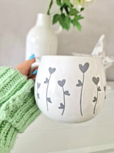 Load image into Gallery viewer, Shabby Chic Pretty White Grey Heart Floral Style Mug
