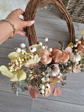 Load image into Gallery viewer, Rustic Autumnal Foliage Pumpkin Seasonal Decorative Willow Wreath
