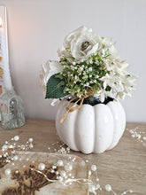 Load image into Gallery viewer, Rustic White Ceramic Pumpkin Shaped Pot Set Of 2
