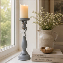 Load image into Gallery viewer, Dove Grey Candlestick With White Stars
