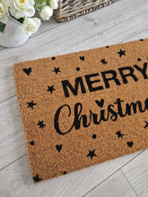 Load image into Gallery viewer, Seasonal Festive &#39;Merry Christmas&#39; Pretty Heart Detailed Doormat
