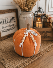 Load image into Gallery viewer, 'Hello Pumpkin' Orange Pumpkin Fabric Doorstop
