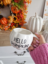 Load image into Gallery viewer, Hello Pumpkin White Pumpkin Shaped Mug
