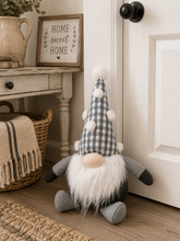 Load image into Gallery viewer, Grey Gingham Gonk Doorstop
