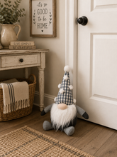 Load image into Gallery viewer, Grey Gingham Gonk Doorstop
