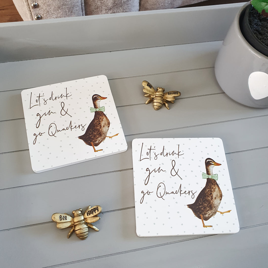 Drink Gin & Go Quackers Duck Coasters