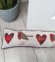 Load image into Gallery viewer, Robin &amp; Heart Tartan Taupe Draught Excluder

