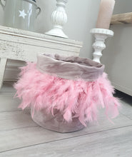Load image into Gallery viewer, Blush Pink Velvet Storage Bag With Feather Band
