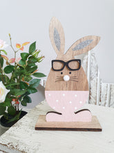 Load image into Gallery viewer, Pink Polka Dot Bunny With Glitter Ears
