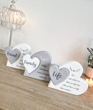 Load image into Gallery viewer, Grey &amp; White Heart In Heart Plaque
