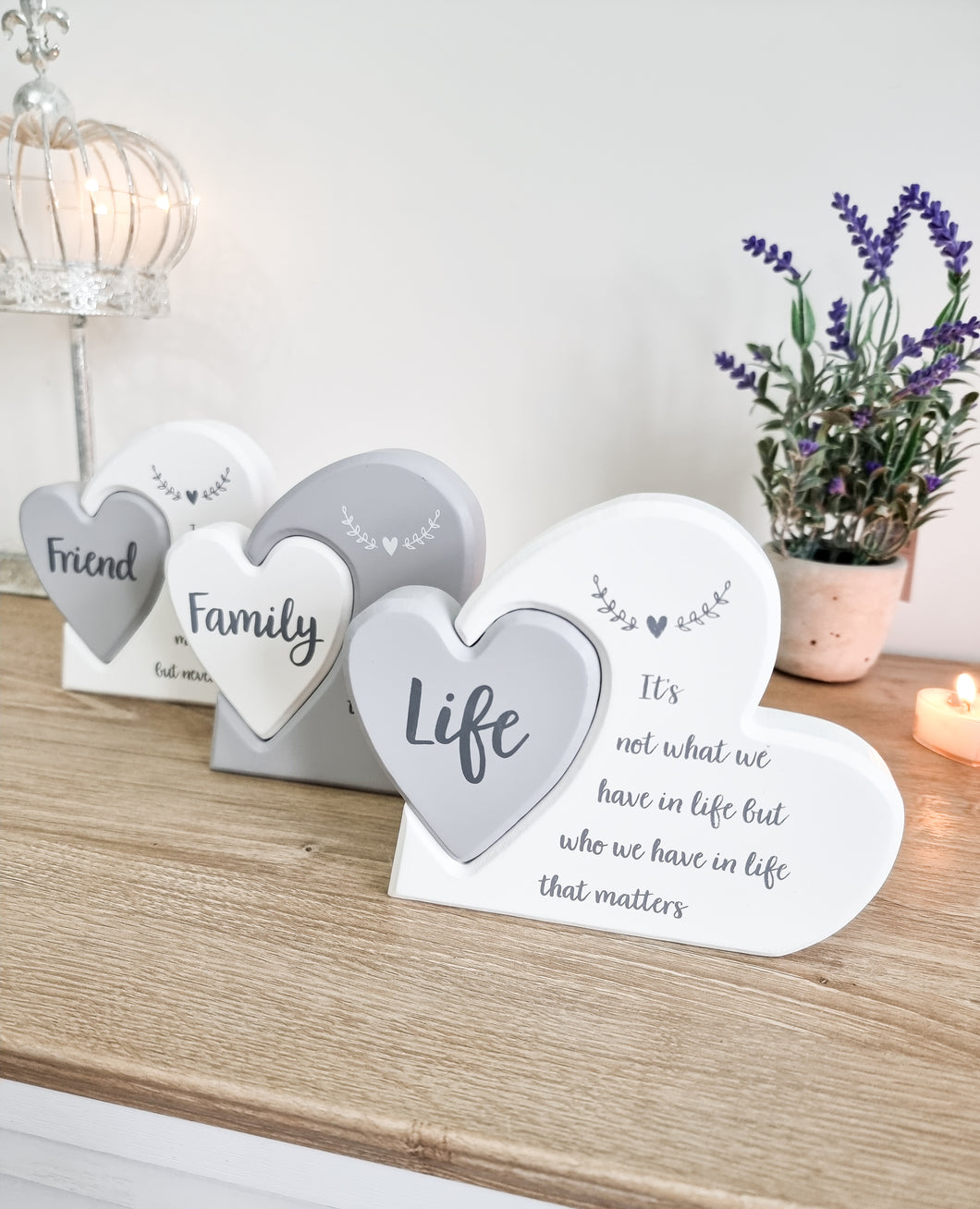 Grey & White Heart In Heart Plaque