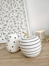 Load image into Gallery viewer, Cream Ceramic Dotty Pear Or Stripey Apple Figure

