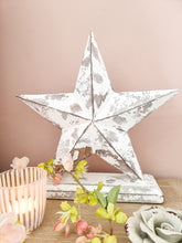 Load image into Gallery viewer, Heavily Distressed White Wooden Mantle Star
