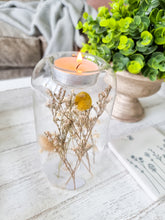 Load image into Gallery viewer, Yellow Dried Flower Filled Glass Candle Holder
