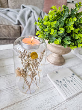 Load image into Gallery viewer, Yellow Dried Flower Filled Glass Candle Holder
