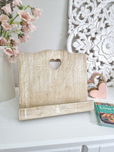 Load image into Gallery viewer, Distressed Natural Wood Heart Recipe Book Holder
