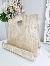 Load image into Gallery viewer, Distressed Natural Wood Heart Recipe Book Holder
