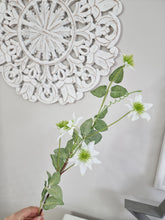 Load image into Gallery viewer, Faux White &amp; Green Clematis Single Stem
