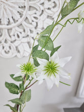 Load image into Gallery viewer, Faux White &amp; Green Clematis Single Stem
