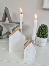 Load image into Gallery viewer, White House Shaped Wooden Tapered Candle Holder
