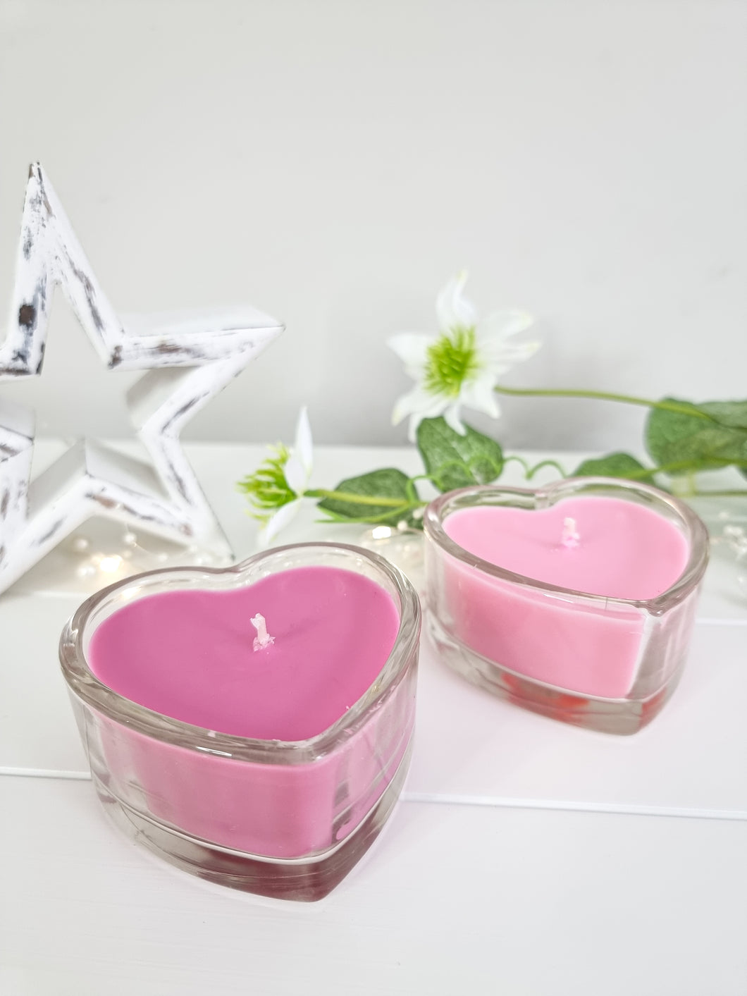 Pink Heart Shaped Glass Candle