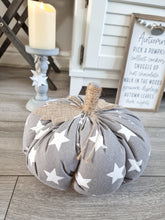 Load image into Gallery viewer, Grey Fabric Pumpkin Star Doorstop
