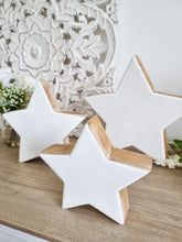 Load image into Gallery viewer, White Natural Wood Enamel Stars - Set 3
