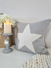 Load image into Gallery viewer, Grey &amp; Cream Two Side Knit Star Cushion
