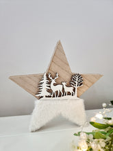 Load image into Gallery viewer, White Fluffy Winter Scene Wooden Star
