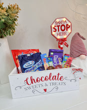 Load image into Gallery viewer, Chocolate, Sweets &amp; Treats White Wooden Crate
