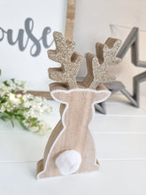 Load image into Gallery viewer, Wooden Sitting Reindeer With Pom Pom
