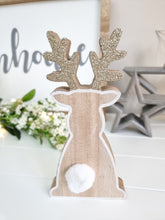 Load image into Gallery viewer, Wooden Sitting Reindeer With Pom Pom
