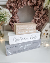 Load image into Gallery viewer, Our Family Triple Wooden Block Sign
