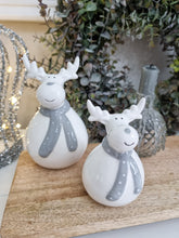 Load image into Gallery viewer, Chubby Grey &amp; White Reindeer Figure
