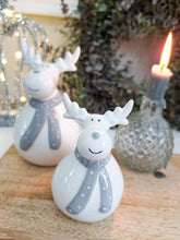 Load image into Gallery viewer, Chubby Grey &amp; White Reindeer Figure
