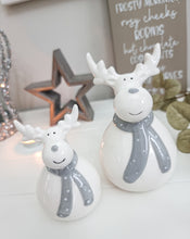 Load image into Gallery viewer, Chubby Grey &amp; White Reindeer Figure
