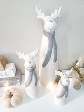 Load image into Gallery viewer, Grey &amp; White Tall Ceramic Reindeer Figure
