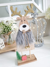 Load image into Gallery viewer, Fluffy Grey Wooden Reindeer
