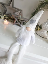 Load image into Gallery viewer, White Knitted Sitting Gonk With Silver Heart
